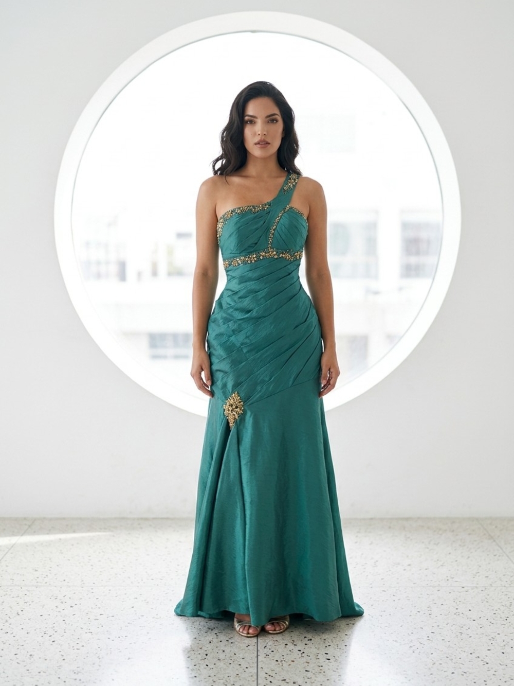 Cinderella Divine 1646 Long Dress Taffeta One Shoulder (Size 6)